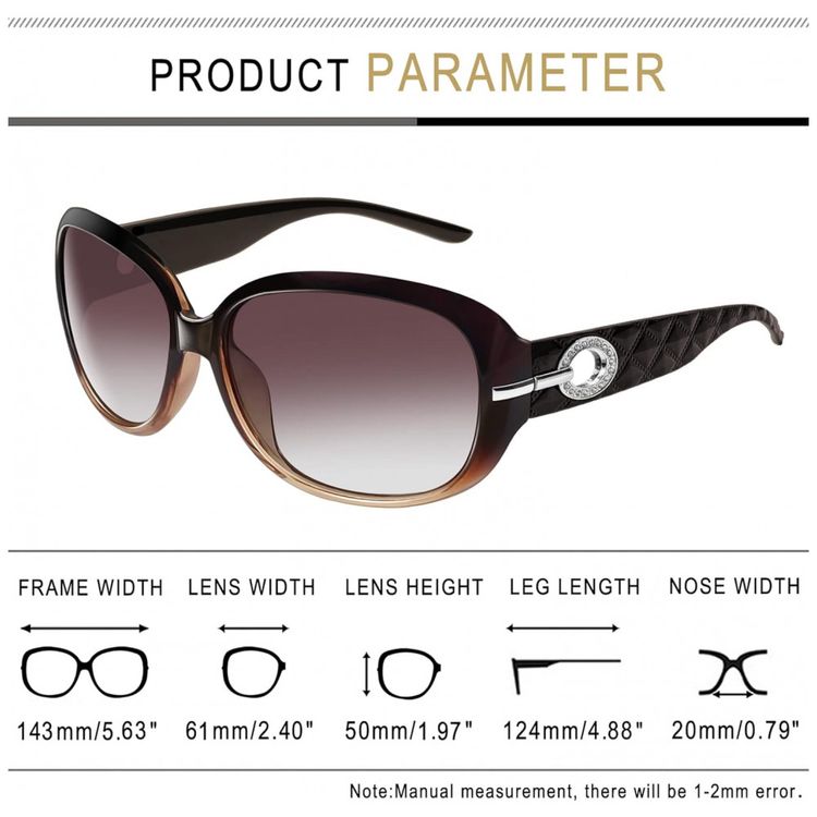 Oculos-de-Sol-Feminino-com-Protecao-UV-Joopin-A18-Marrom-foto-2