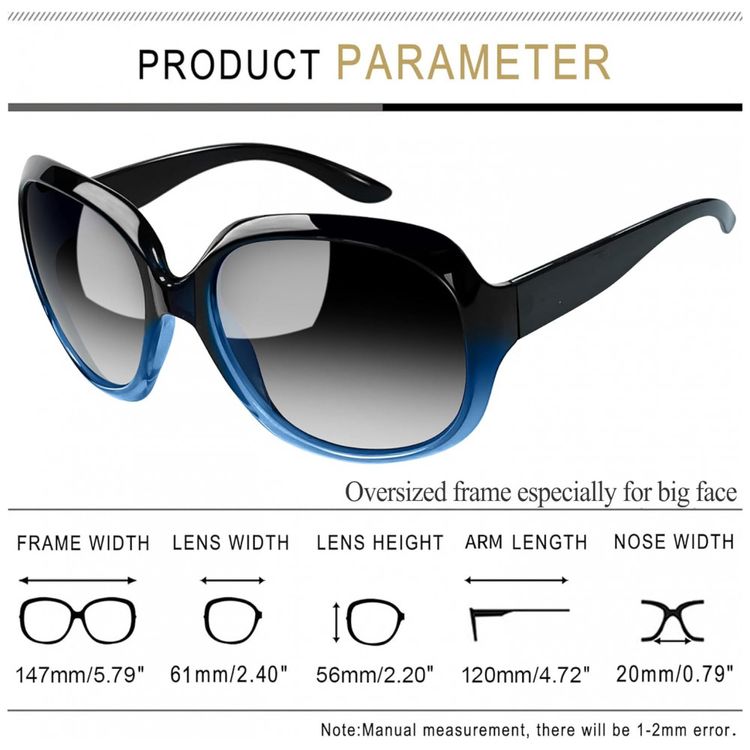 Oculos-de-Sol-Feminino-com-Protecao-UV-Joopin-B12-Azul-foto-3