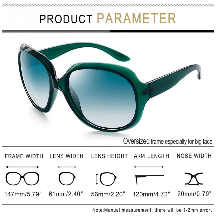 Oculos-de-Sol-Feminino-com-Protecao-UV-Joopin-B17-Verde-foto-3