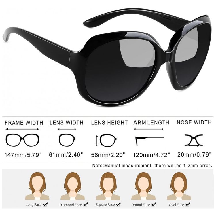 Oculos-de-Sol-Feminino-com-Protecao-UV-Joopin-B20-Preto-e-foto-3