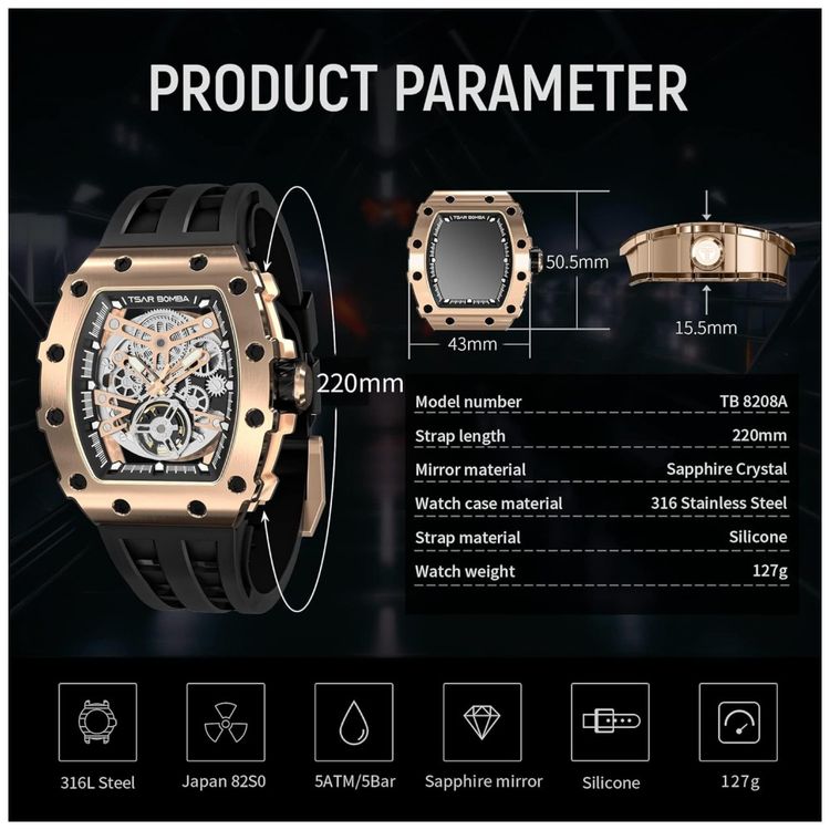 Relogio-Masculino-Automatico-Mecanico-a-Prova-dAgua-50M-foto-5