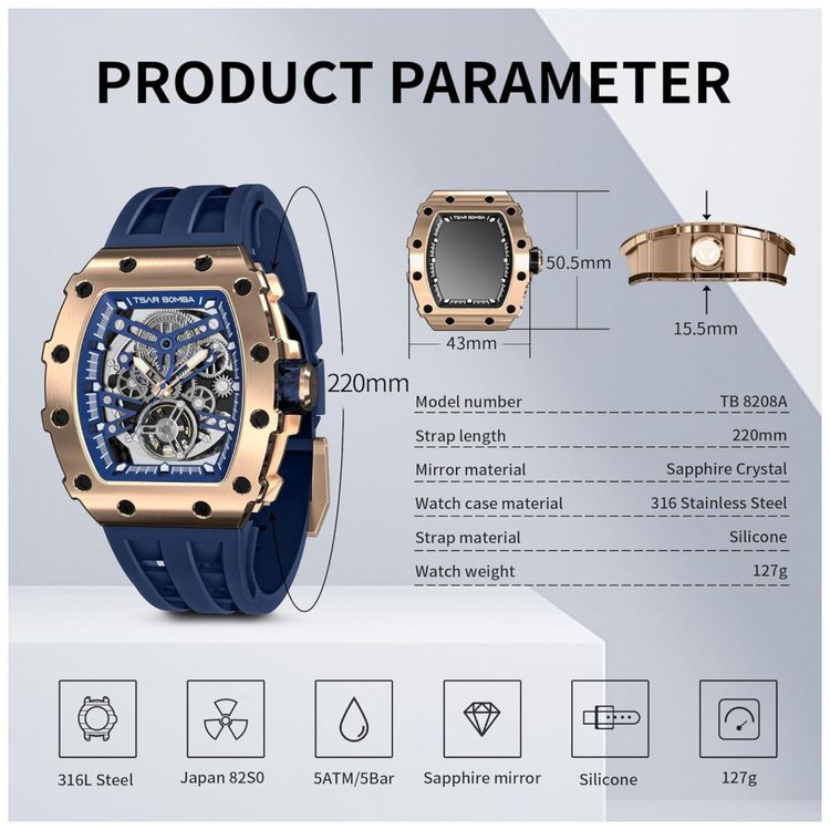 Relogio-Masculino-Automatico-Analogico-a-Prova-dAgua-50M-foto-5