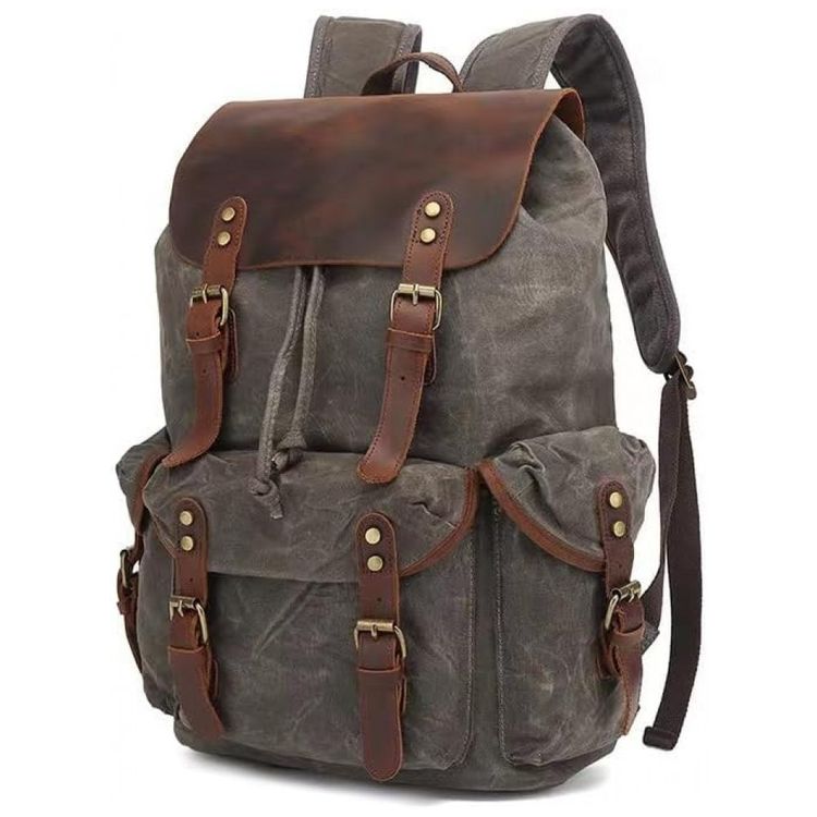 Mochila-de-Lona-Encerada-e-Couro-para-Laptop-Lmagice-Cinza-foto-0