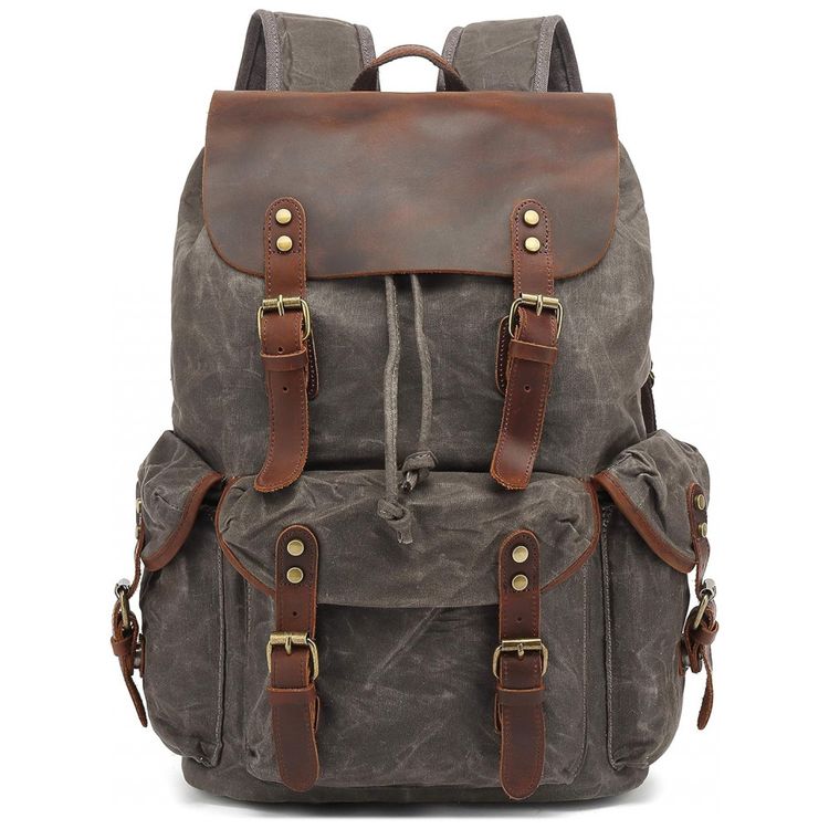 Mochila-de-Lona-Encerada-e-Couro-para-Laptop-Lmagice-Cinza-foto-3