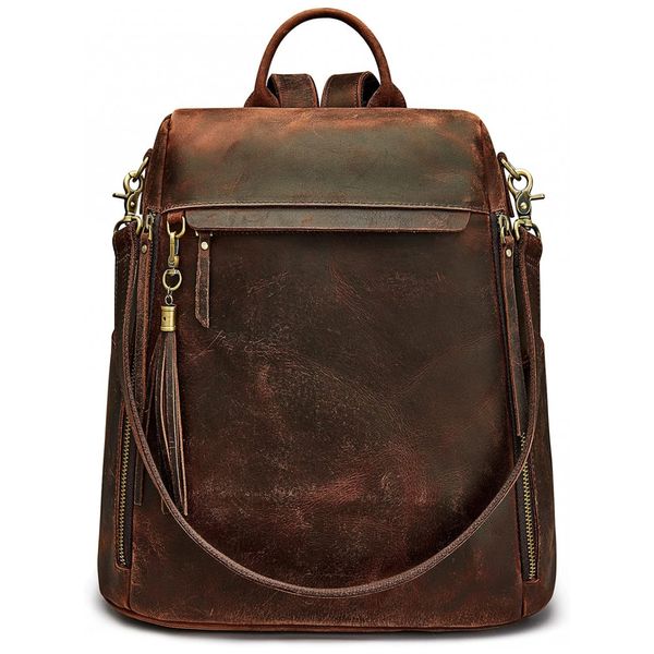 Mochila-Feminina-de-Couro-Vintage-S-ZONE-Marrom-Escuro-foto-0