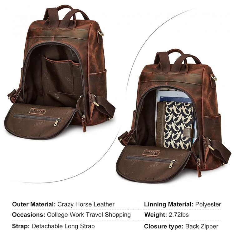 Mochila-Feminina-de-Couro-Vintage-S-ZONE-Marrom-Escuro-foto-3