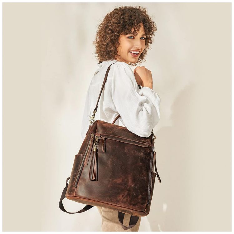 Mochila-Feminina-de-Couro-Vintage-S-ZONE-Marrom-Escuro-foto-4
