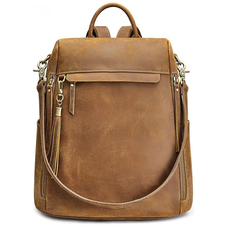Mochila-Feminina-de-Couro-Vintage-S-ZONE-Marrom-Claro-foto-0