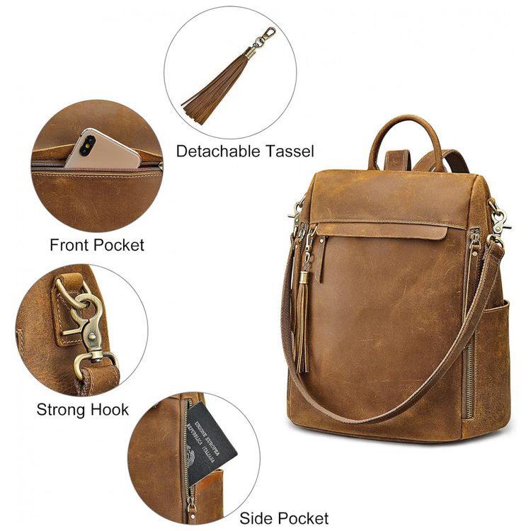 Mochila-Feminina-de-Couro-Vintage-S-ZONE-Marrom-Claro-foto-3