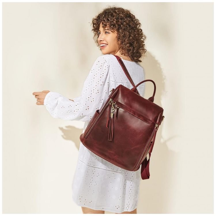 Mochila-Feminina-de-Couro-Vintage-S-ZONE-Vermelha-foto-1