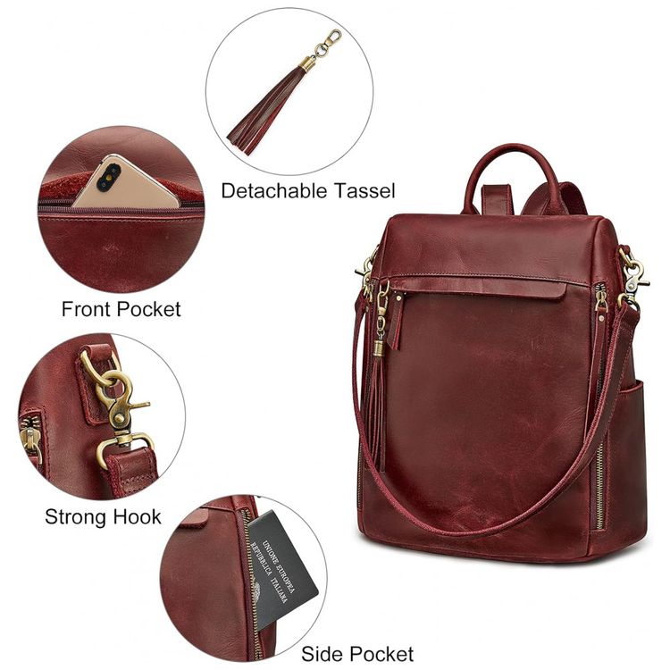 Mochila-Feminina-de-Couro-Vintage-S-ZONE-Vermelha-foto-2