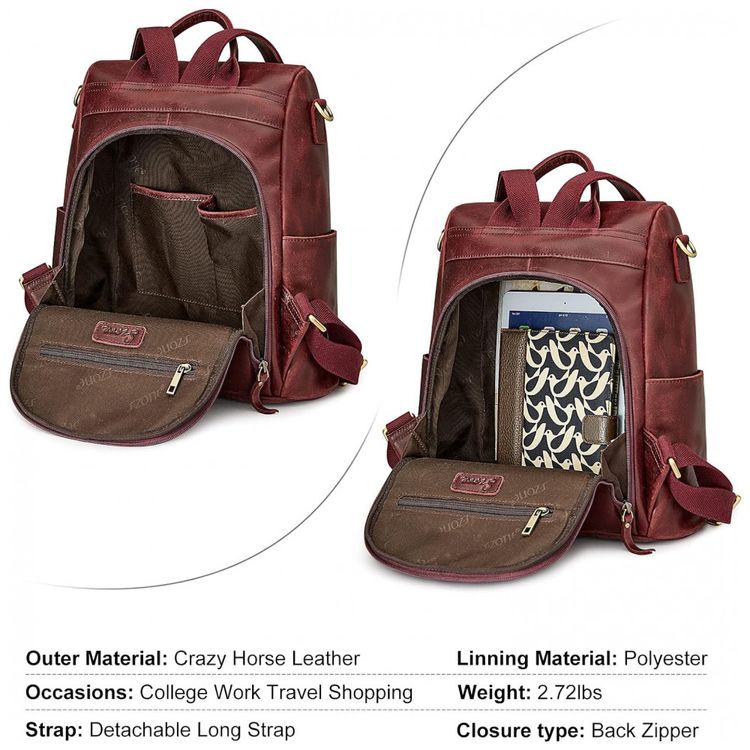 Mochila-Feminina-de-Couro-Vintage-S-ZONE-Vermelha-foto-3