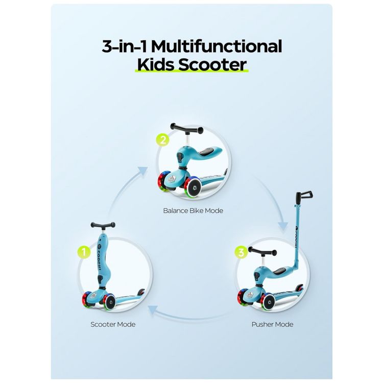 Scooter-Infantil-3-em-1-com-Rodas-Iluminadas-Assento-e-foto-1