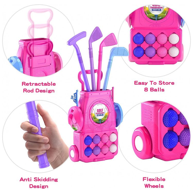 Conjunto-de-Tacos-de-Golfe-Infantil-com-8-Bolas-Tapete-e-foto-1