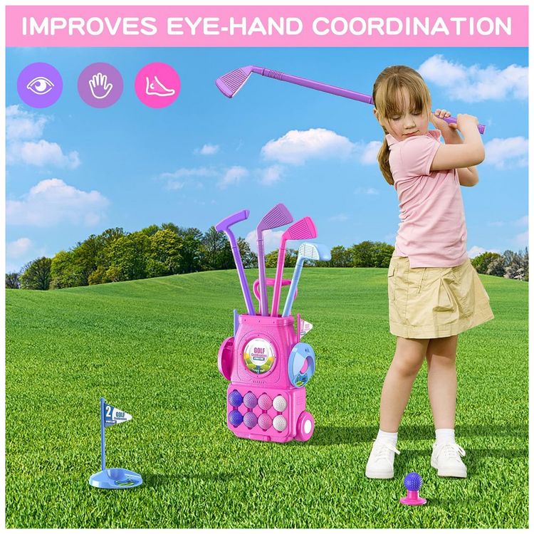 Conjunto-de-Tacos-de-Golfe-Infantil-com-8-Bolas-Tapete-e-foto-4