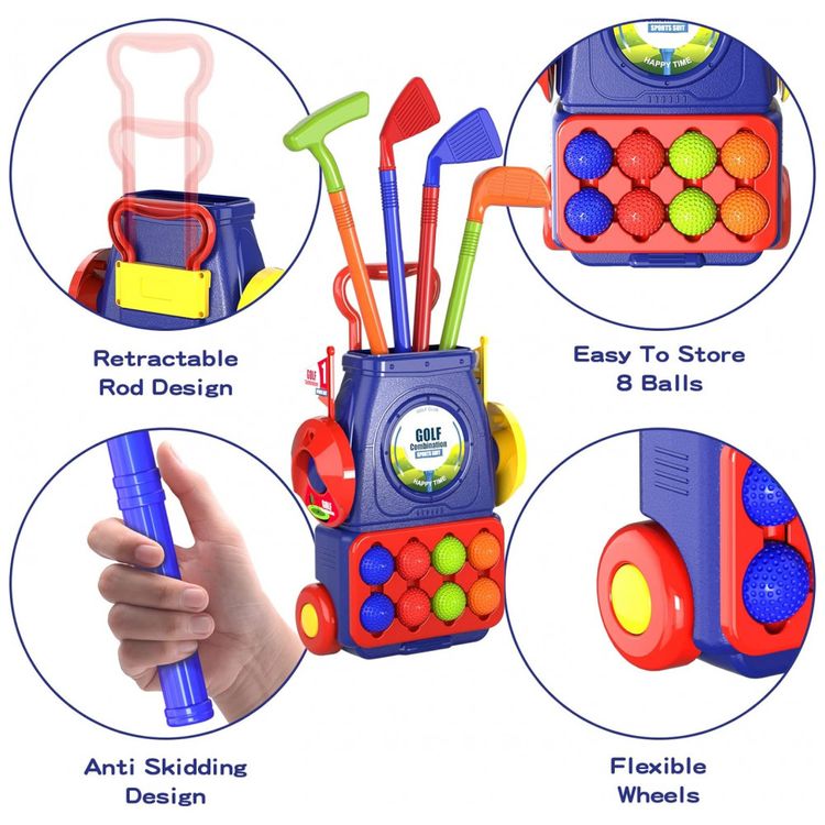 Conjunto-de-Tacos-de-Golfe-Infantil-com-8-Bolas-Tapete-e-foto-2