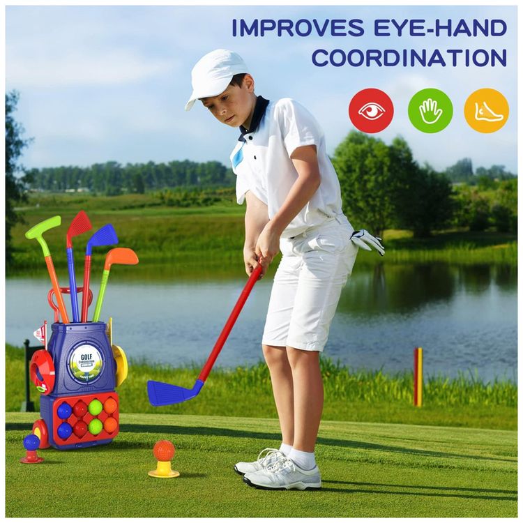 Conjunto-de-Tacos-de-Golfe-Infantil-com-8-Bolas-Tapete-e-foto-5
