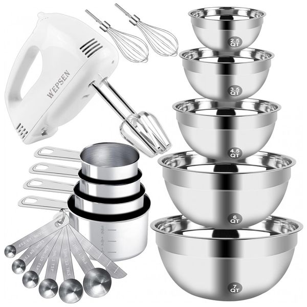 Batedeira-Eletrica-com-5-Tigelas-em-Aco-Inox-e-Colheres-foto-0