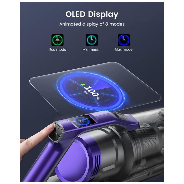 Aspirador-de-Po-sem-Fio-com-Tela-OLED-8-Modos-ate-55-Min-de-foto-2