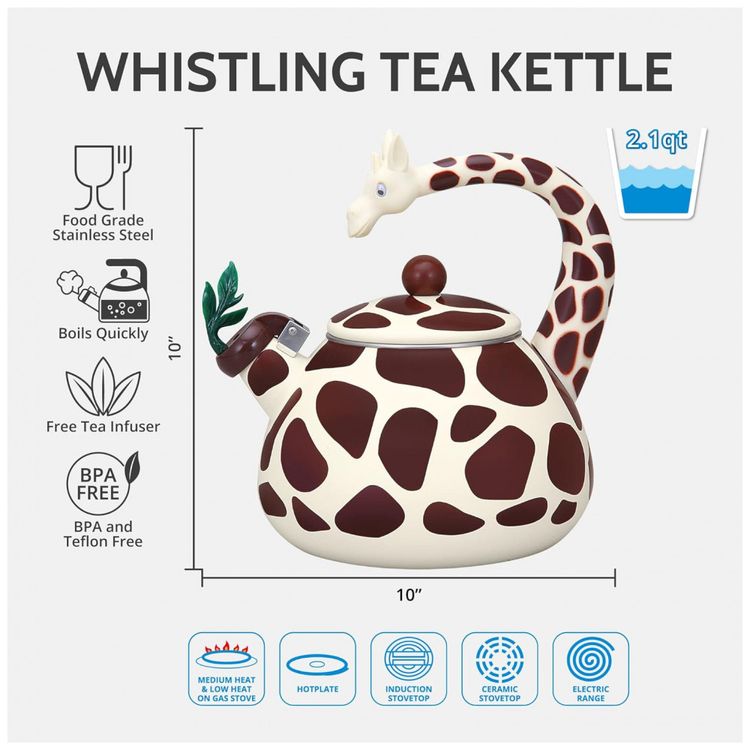 Chaleira-de-Cha-2.1-Litros-em-Esmalte-com-Apito-UP-Girafa-foto-1