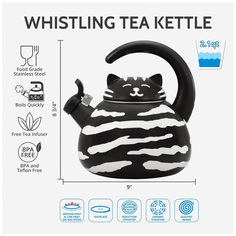 Chaleira-de-Cha-2.1-Litros-em-Esmalte-com-Apito-UP-Gato-foto-1