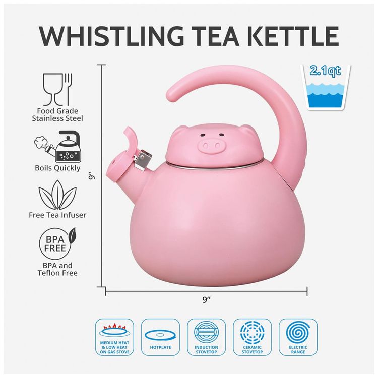 Chaleira-de-Cha-2.1-Litros-em-Esmalte-com-Apito-UP-Porco-foto-1