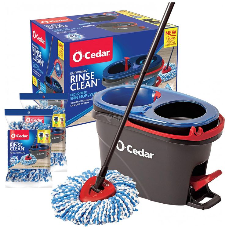 Mop-Giratorio-de-Microfibra-com-Sistema-Flash-Limp-com-Balde-foto-0