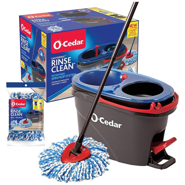 Mop-Giratorio-de-Microfibra-com-Sistema-Flash-Limp-com-Balde-foto-0