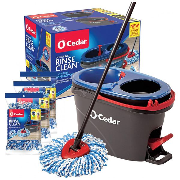 Mop-Giratorio-de-Microfibra-com-Sistema-Flash-Limp-com-Balde-foto-0