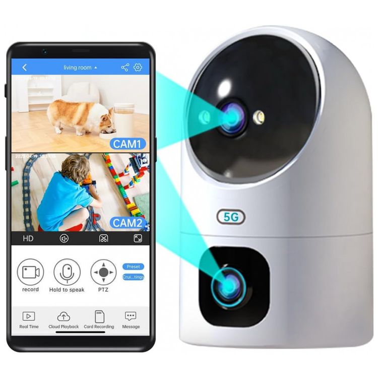 Camera-de-Seguranca-Interna-com-Lente-Dupla-Wifi-5G-2.4G-e-foto-0