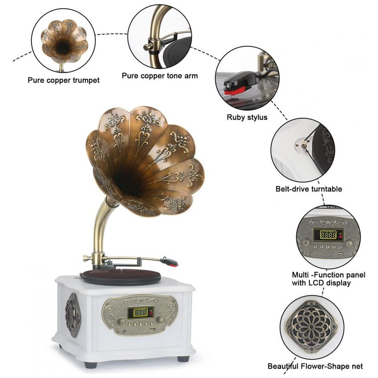 Gramofone-Retro-com-Entrada-USB-AUX-Radio-FM-Bluetooth-e-foto-1