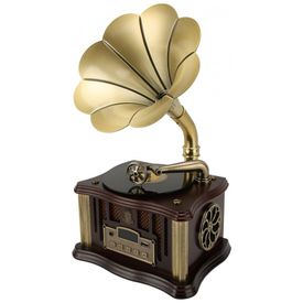 Gramofone-Toca-Discos-Retro-com-Entrada-USB-AUX-Radio-FM-foto-0