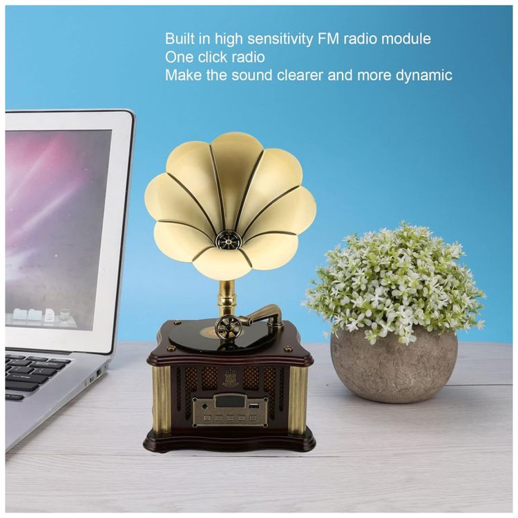 Gramofone-Toca-Discos-Retro-com-Entrada-USB-AUX-Radio-FM-foto-2