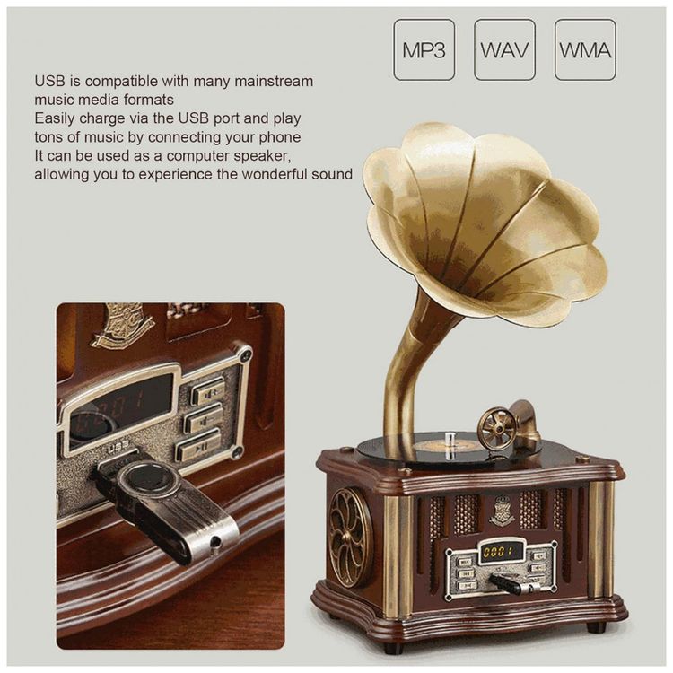 Gramofone-Toca-Discos-Retro-com-Entrada-USB-AUX-Radio-FM-foto-3