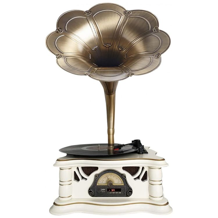 Gramofone-Toca-Discos-Retro-com-Entrada-USB-AUX-Radio-FM-e-foto-2