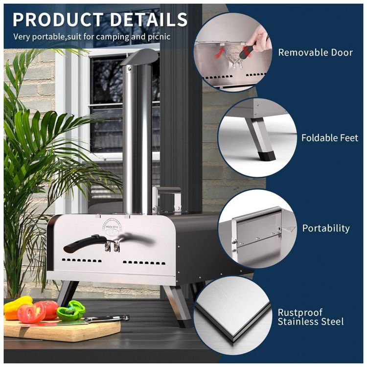 Forno-de-Pizza-a-Gas-Portatil-Aco-Inoxidavel-com-Livro-de-foto-3