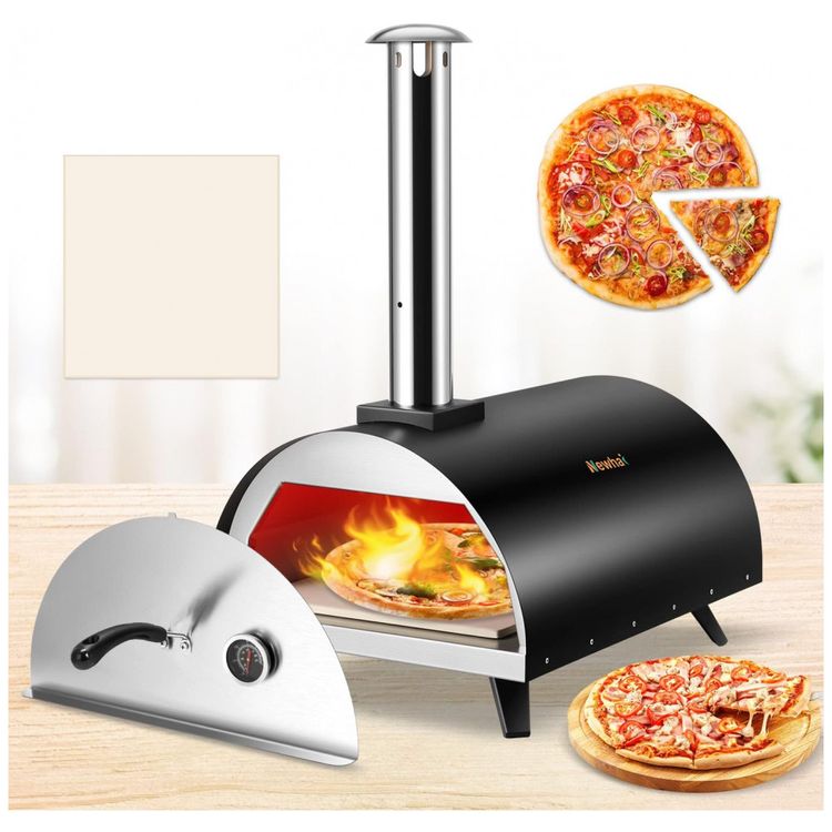 Forno-de-Pizza-a-Carvao-Portatil-Aco-Inoxidavel-com-Pedra-de-foto-0