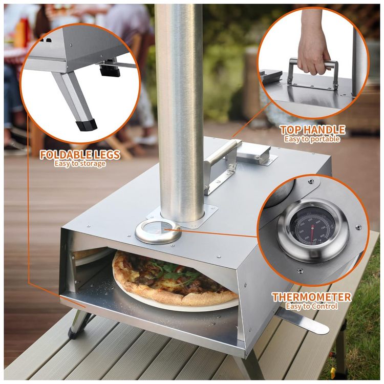 Forno-de-Pizza-a-Carvao-Portatil-Aco-Inoxidavel-com-Pedra-de-foto-2