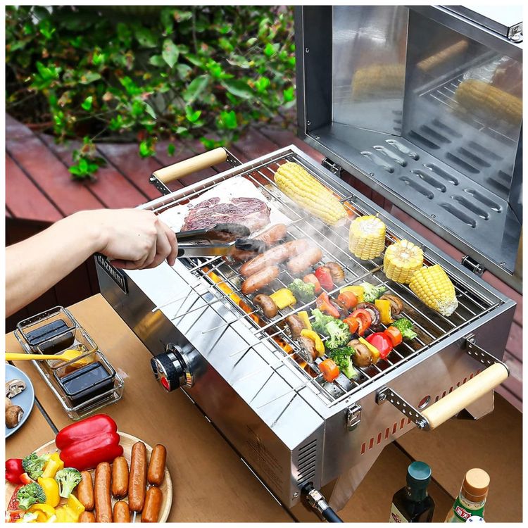 Forno-de-Pizza-a-Gas-Portatil-Aco-Inoxidavel-com-Termometro-foto-2