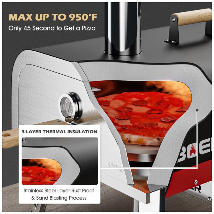 Forno-de-Pizza-a-Gas-Portatil-Aco-Inoxidavel-com-Termometro-foto-3
