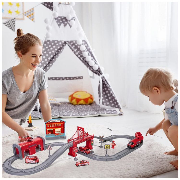 Conjunto-de-Trenzinho-de-Brinquedo-com-66-Pecas-e-Trilhos-foto-2