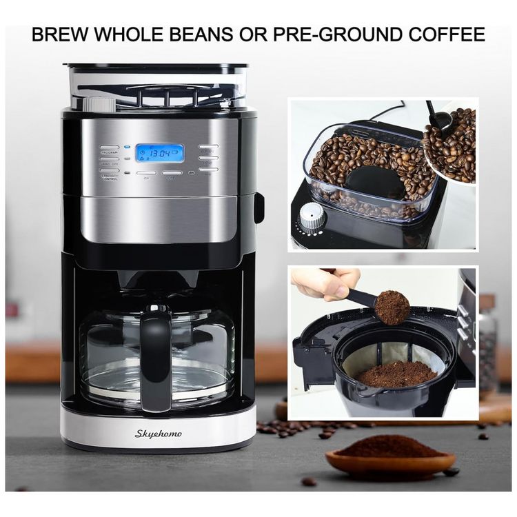 Cafeteira-Eletrica-Programavel-com-Moedor-de-Cafe-e-Jarra-de-foto-1