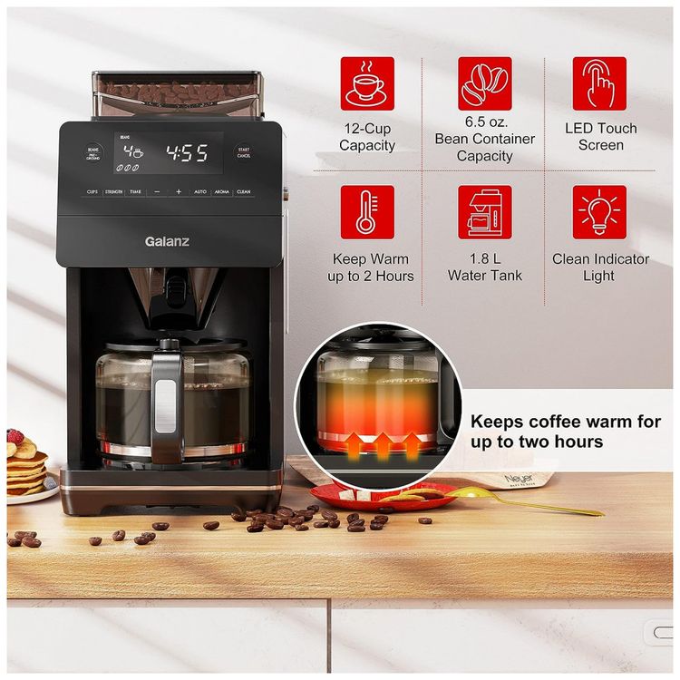 Maquina-de-Cafe-2-em-1-com-Moagem-Ajustavel-Tela-LED-foto-1
