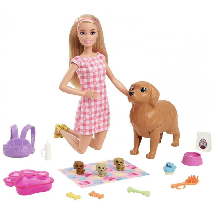 Boneca-Barbie-e-Animais-de-Estimacao-com-3-Filhotes-foto-0