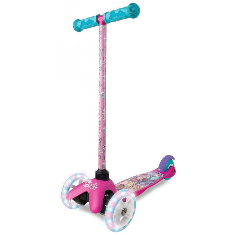 Patinete-Infantil-com-3-Rodas-Iluminadas-da-Barbie-Rosa-foto-0