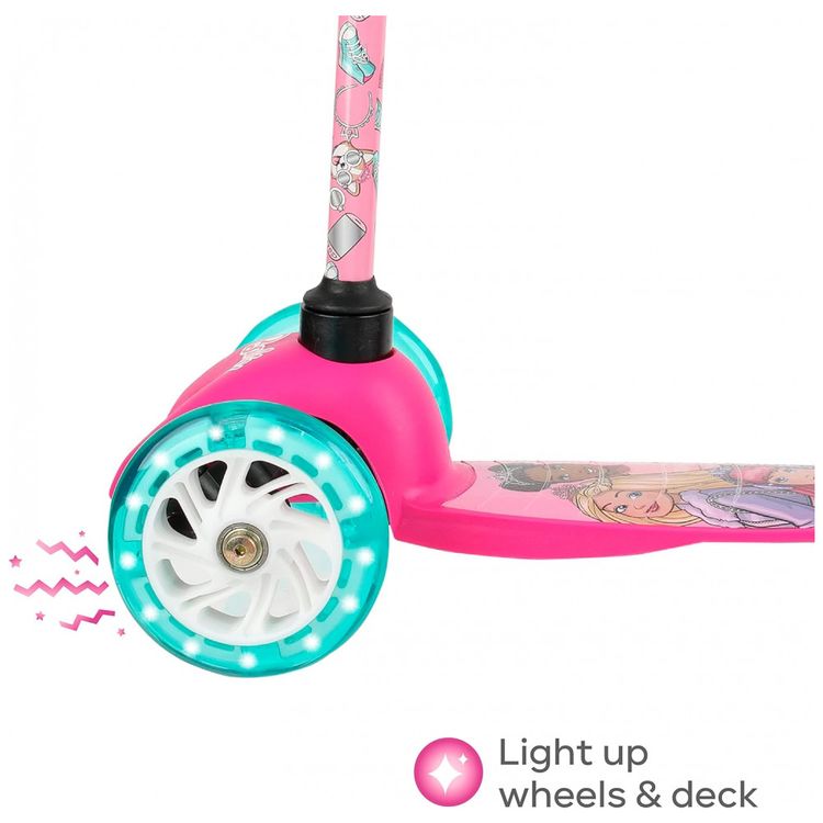 Patinete-Infantil-com-3-Rodas-Iluminadas-da-Barbie-Rosa-foto-2