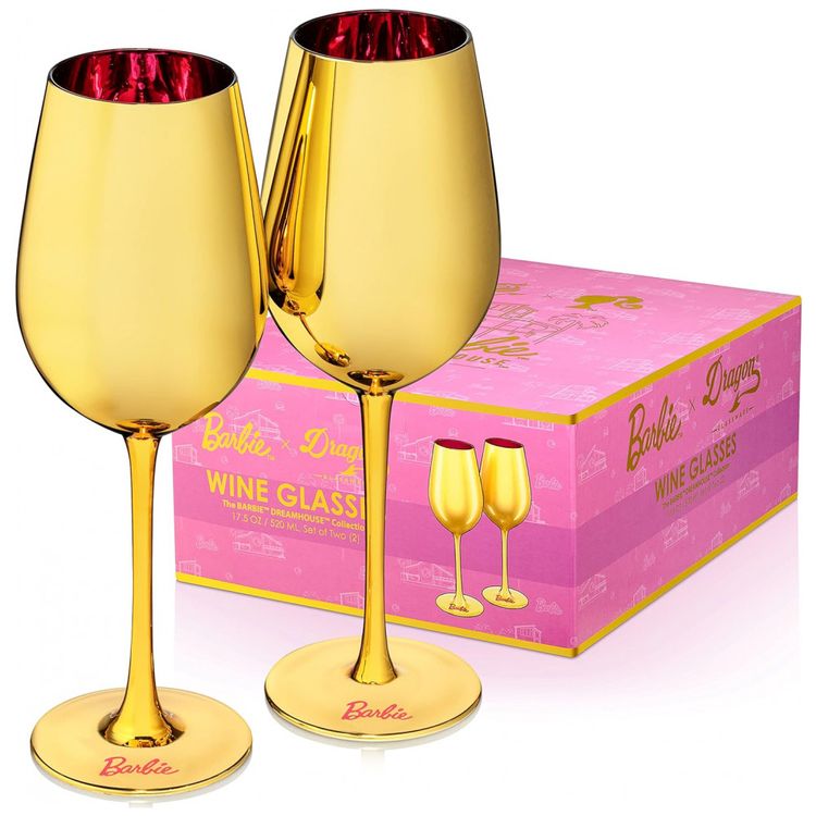 Kit-de-Tacas-para-Vinho-da-Barbie-500-mL-Ouro-com-Vidro-de-foto-0