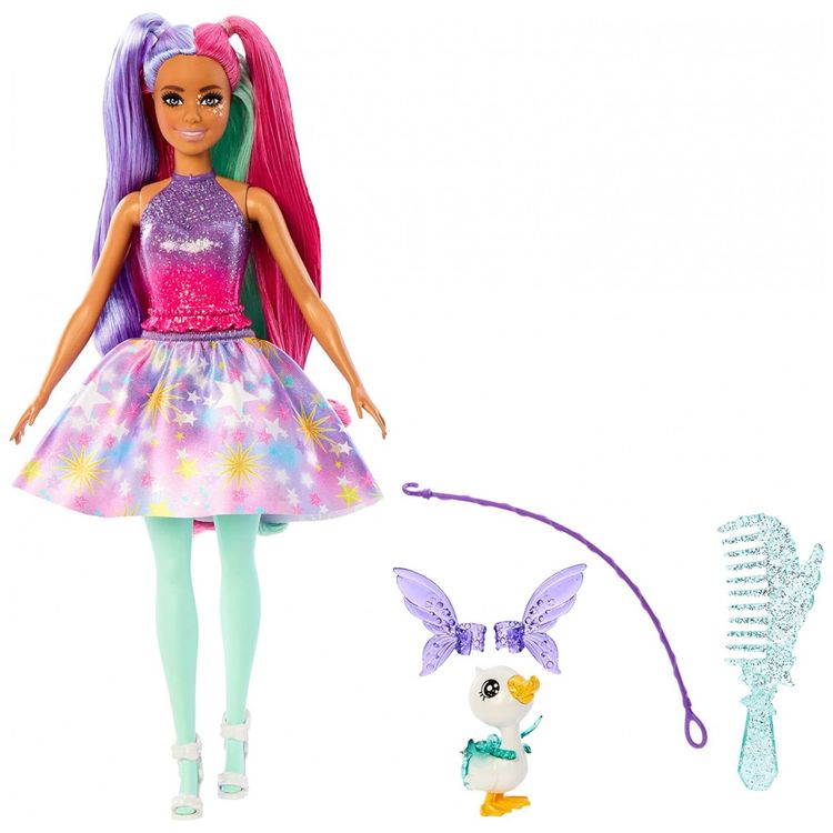 Boneca-Barbie-com-Roupa-de-Conto-de-Fadas-e-Animal-de-foto-1