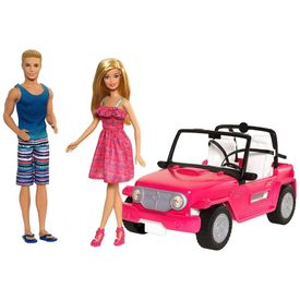 Carro-da-Barbie-e-do-Ken-para-Viagem-de-Praia-Rosa-foto-0