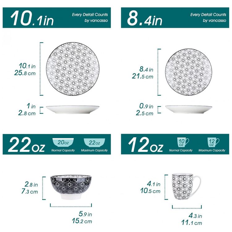 Aparelho-de-Jantar-com-16-Pecas-em-Porcelana-Incluindo-foto-1
